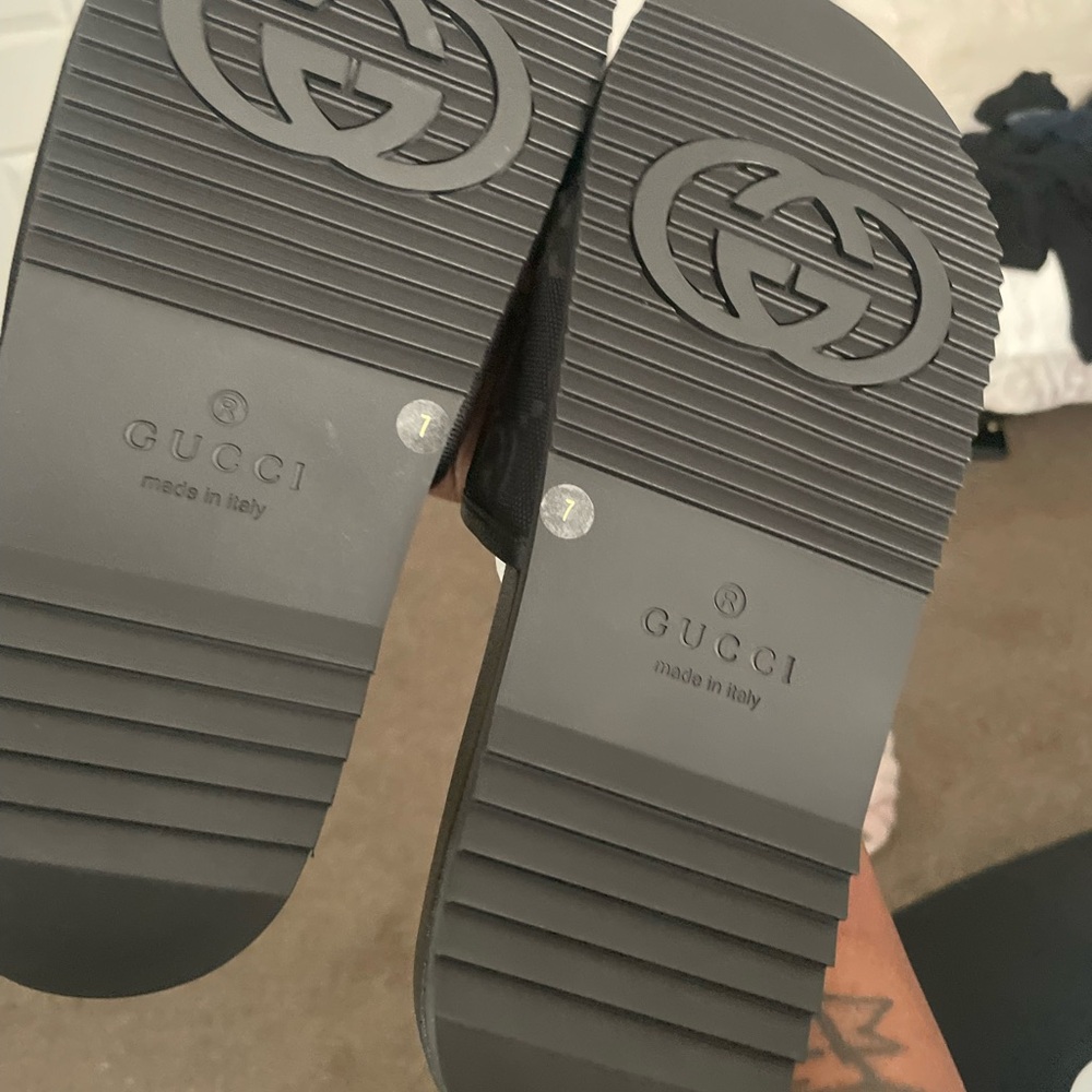 Gucci Black Embossed Sole Sandals